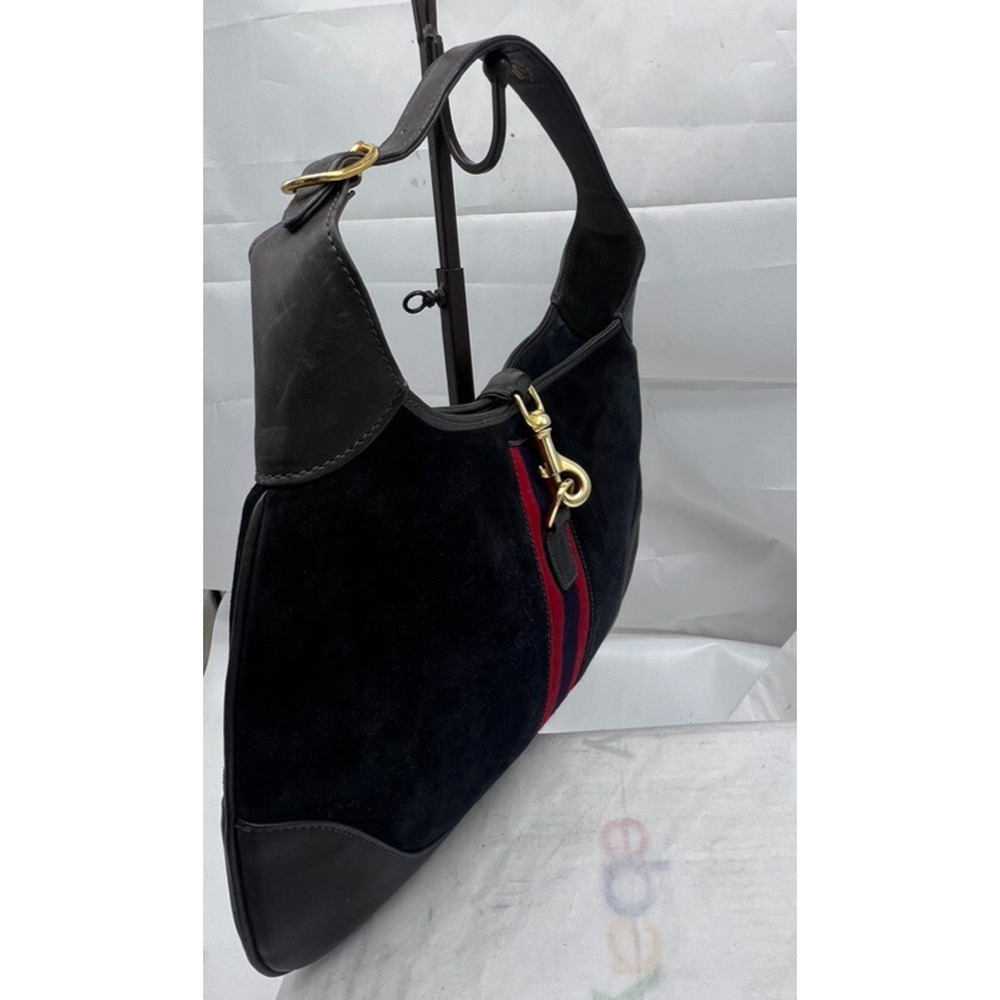 Vintage 1970 Gucci Jackie 1961 Shoulder Bag Navy Blue Leather/Suede - Picture 5 of 14